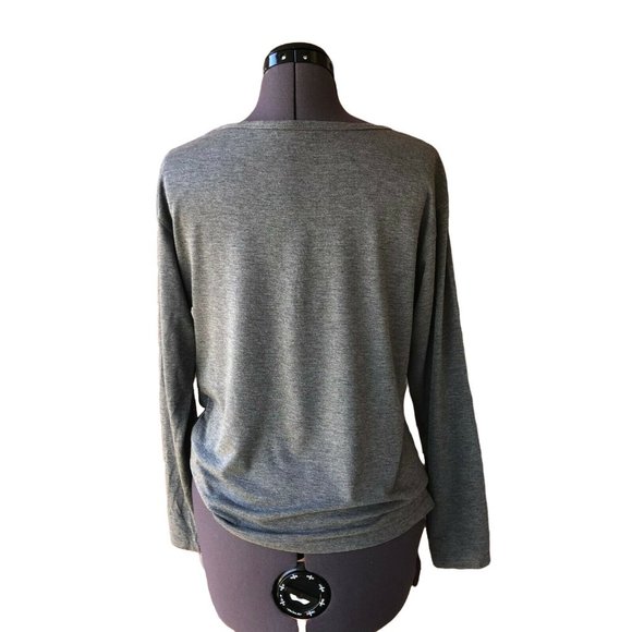 Shein Twist-Front Casual Top Long-Sleeve Scoop-Neck Gray Sz. S - Picture 5 of 7